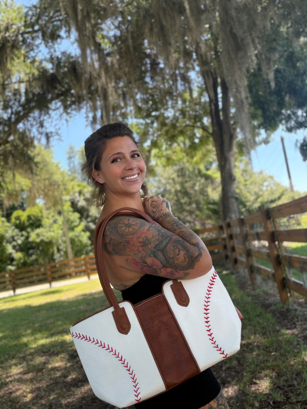 Baseball leather purse