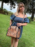 Brown/Black - tooled leather Speedy (L)