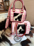 Light pink/white checker tooled leather / Cowhide -  speedy ( 2 sizes avail )