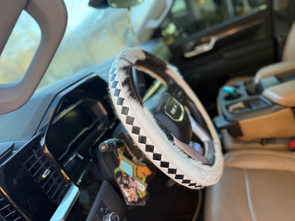 16 “ tooled leather cowhide steering wheel cover -read description before purchase