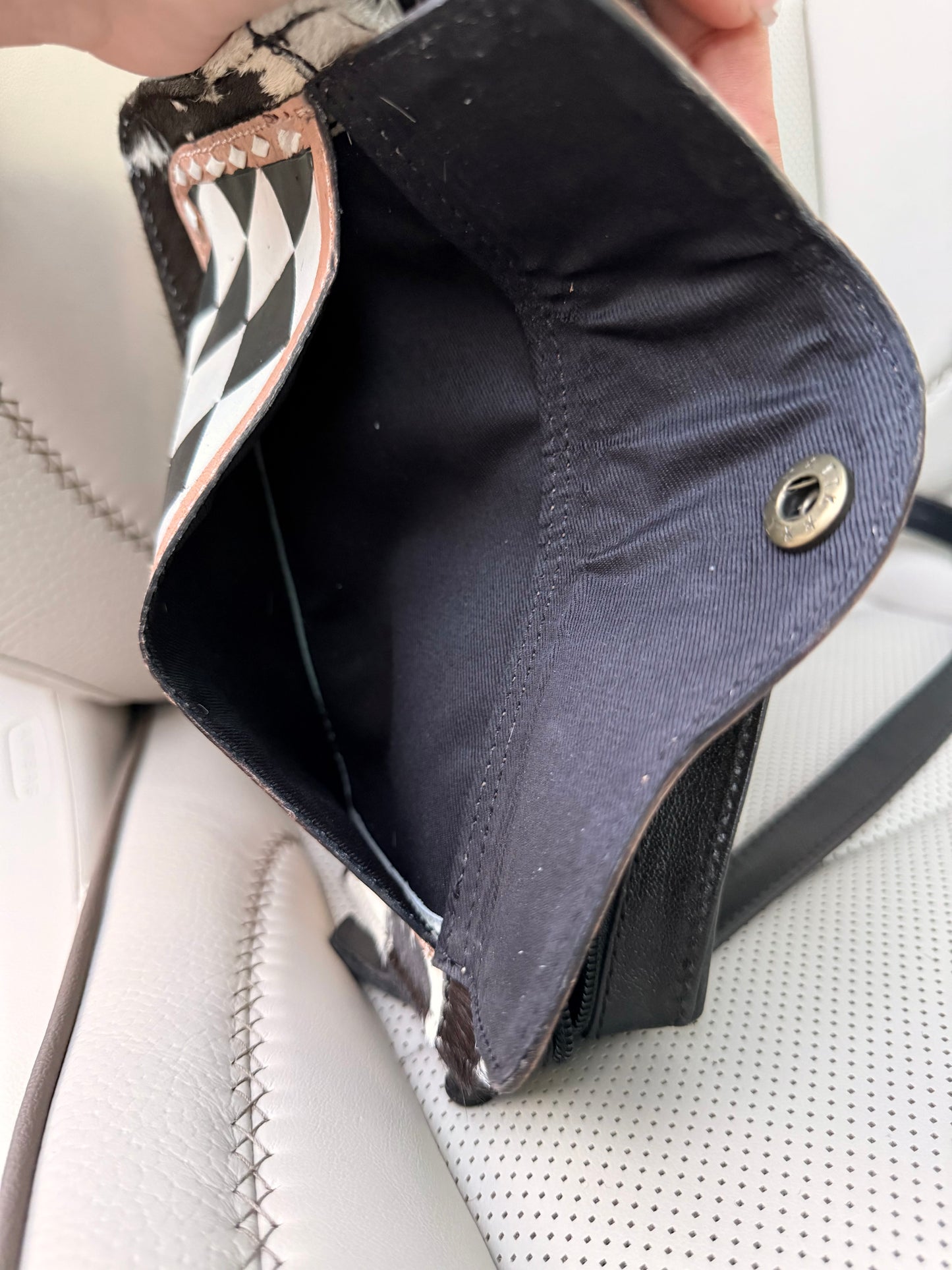 Checker print cross body