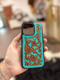 iPhone 16 PRO phone case tooled leather