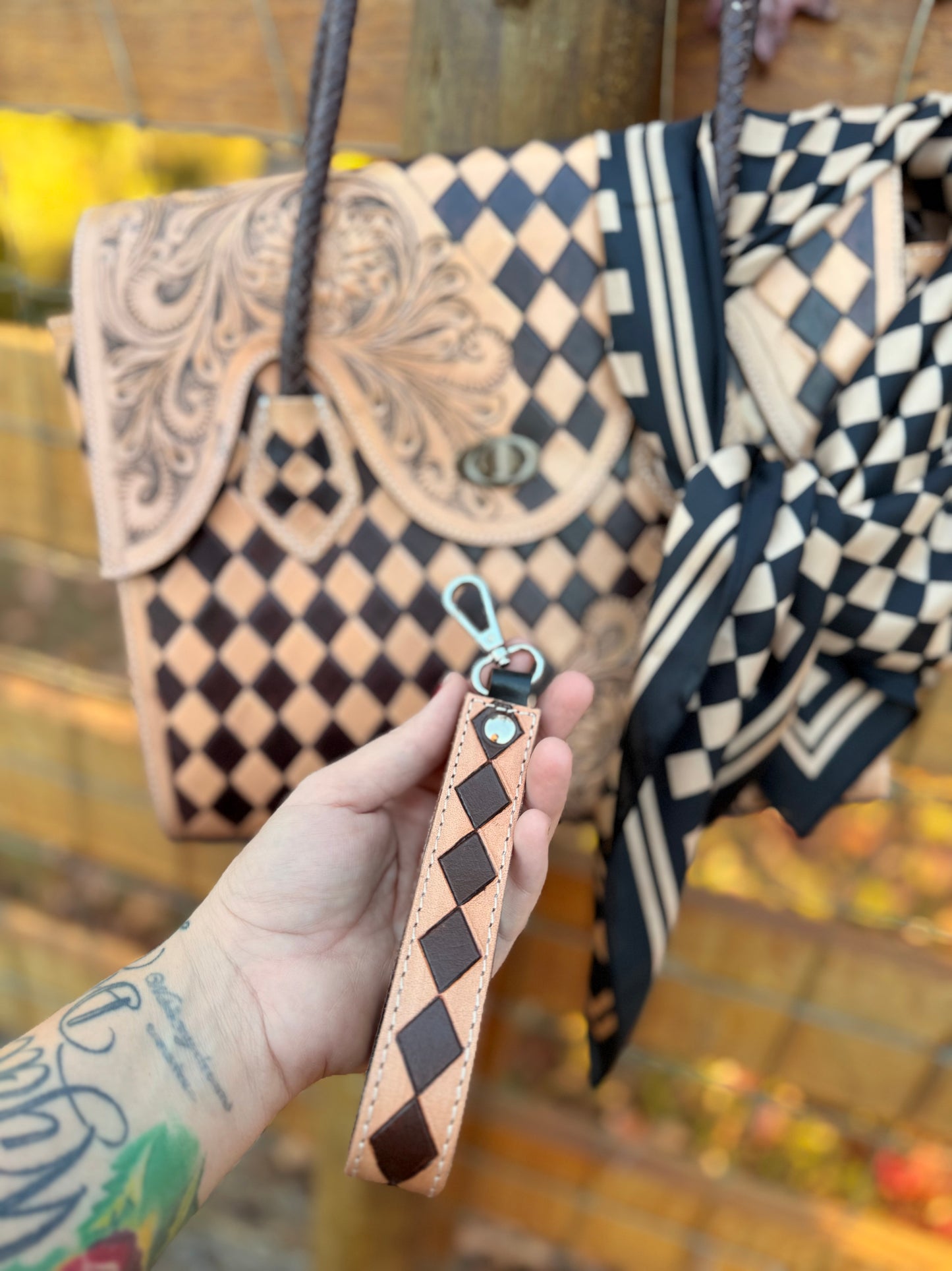 The Rodeo check set - dark brown/tan checker