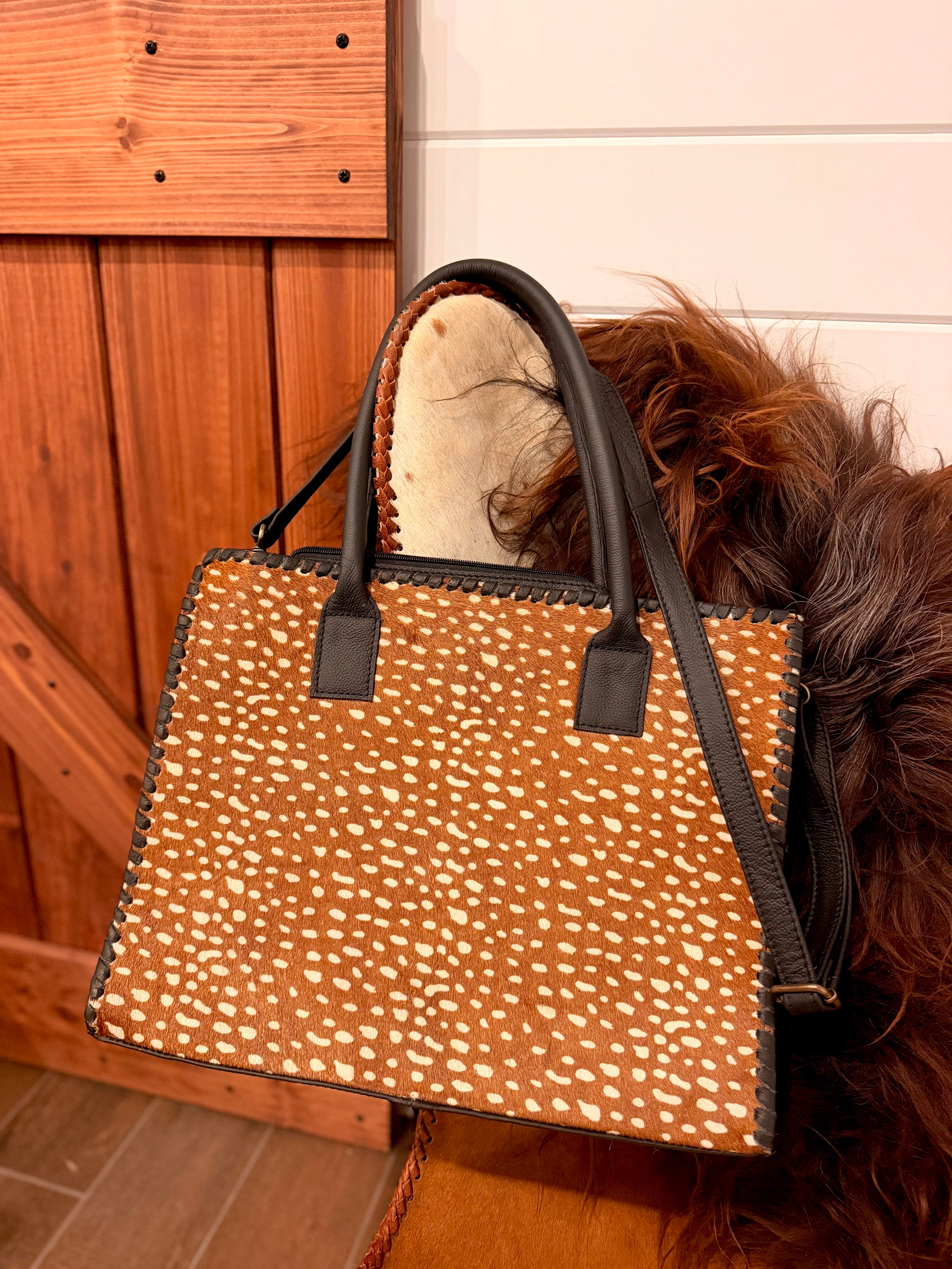The Doe Creek Tote - Bambi cowhide &  leather / by The Painted Porches