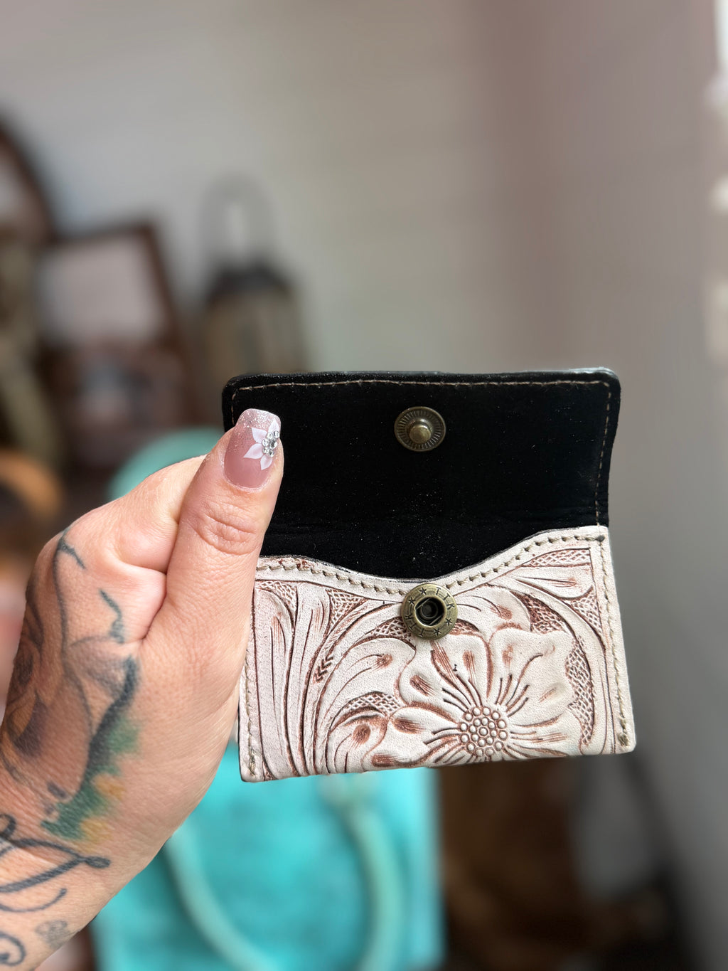 Card holder tooled leather