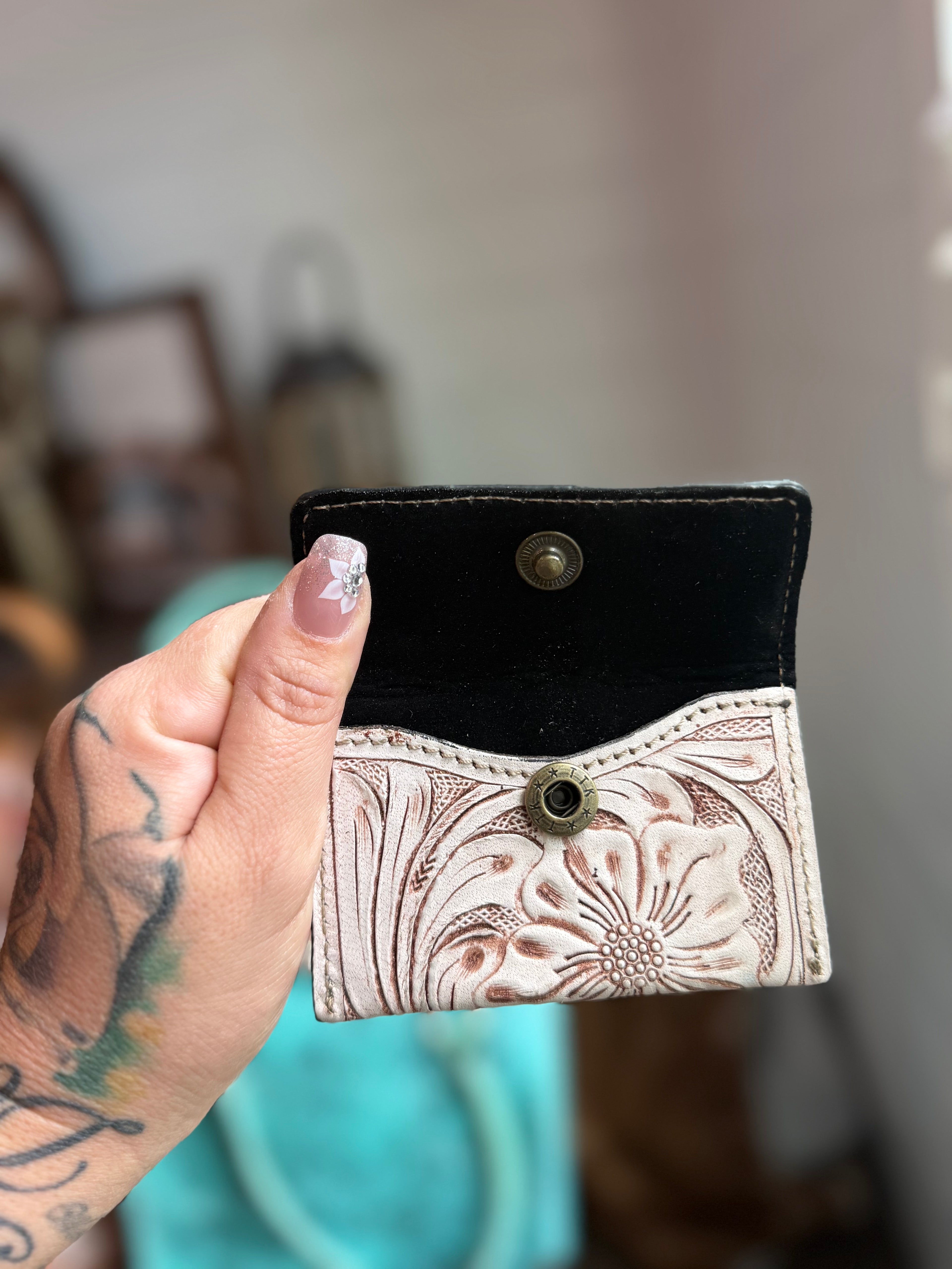 Card holder tooled leather