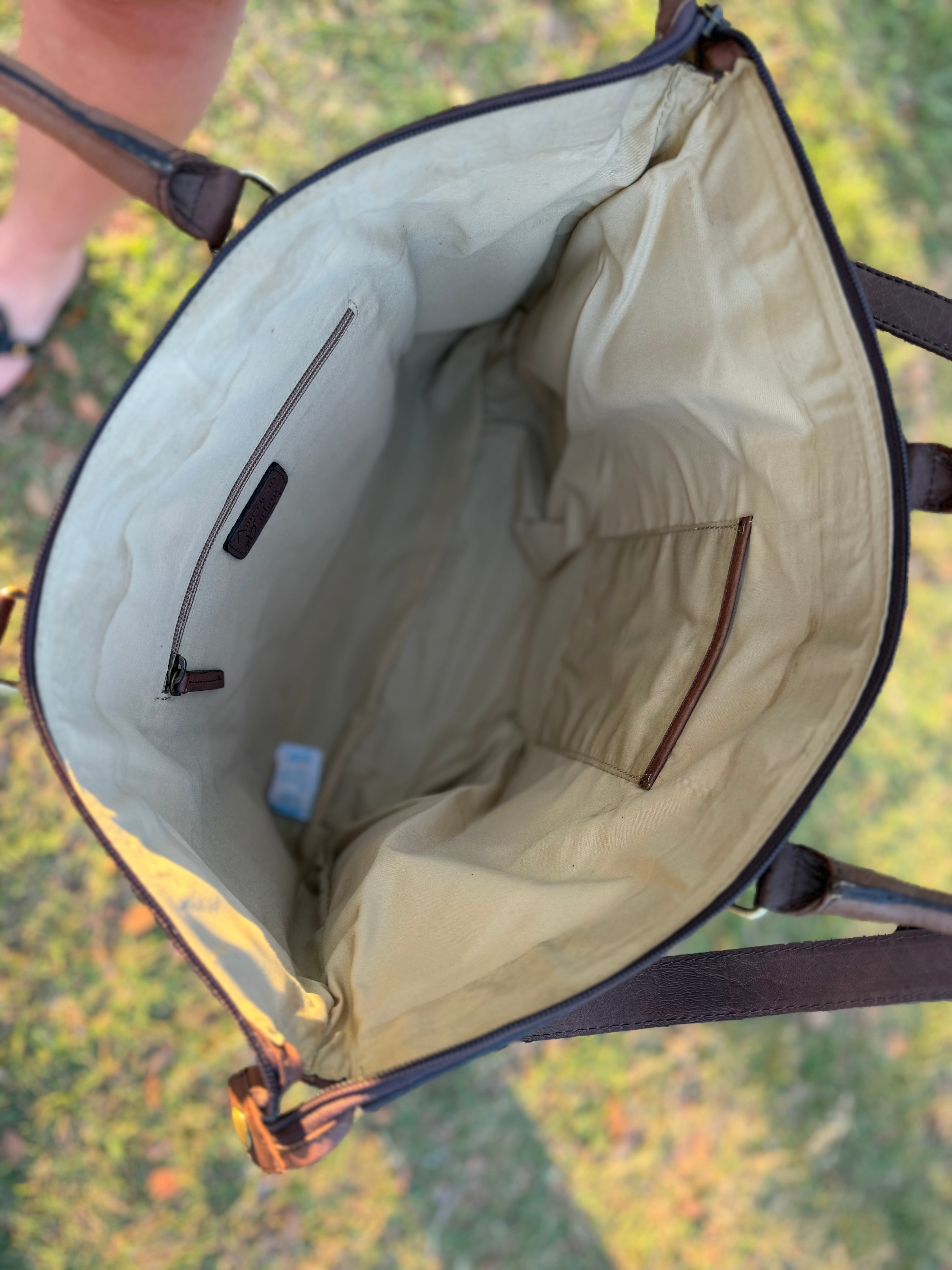 Brown Leather crossbody tote