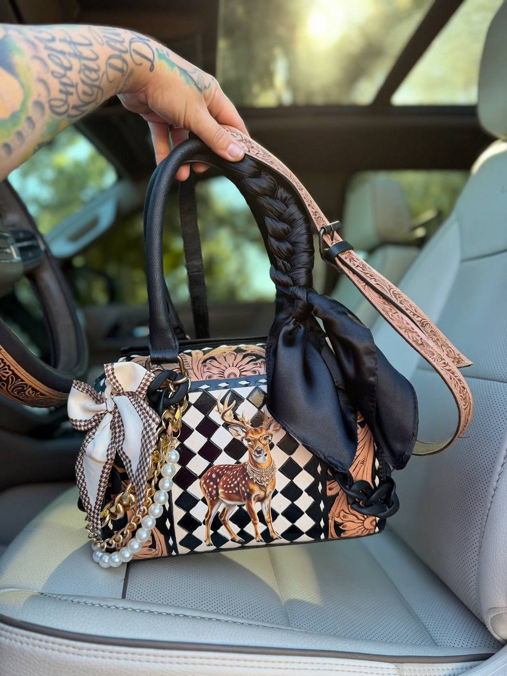 The Boujee Buck Speedy 🦌checker tooled leather speedy (medium)