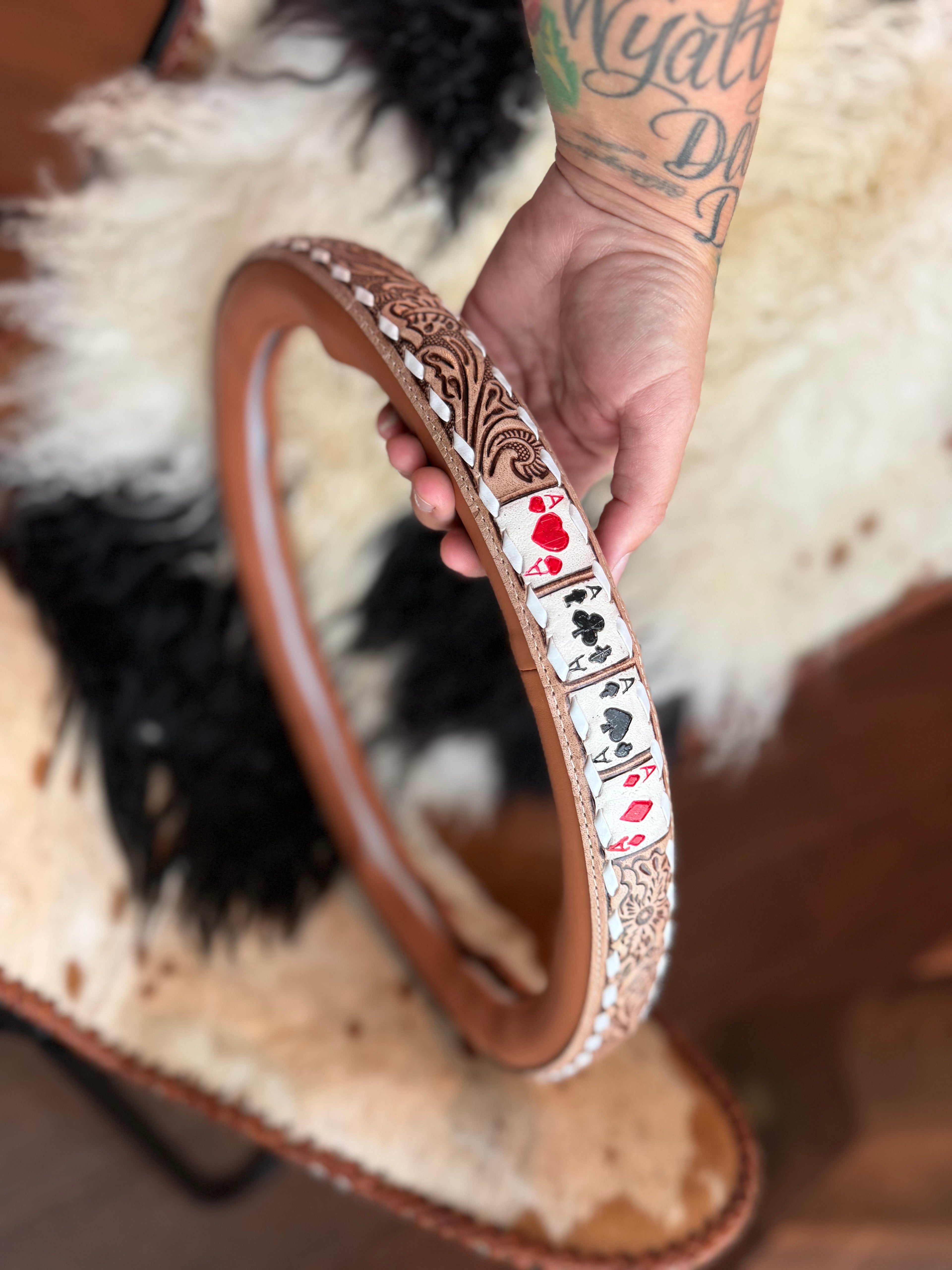 16 “ tooled leather steering wheel cover - read description before purchase