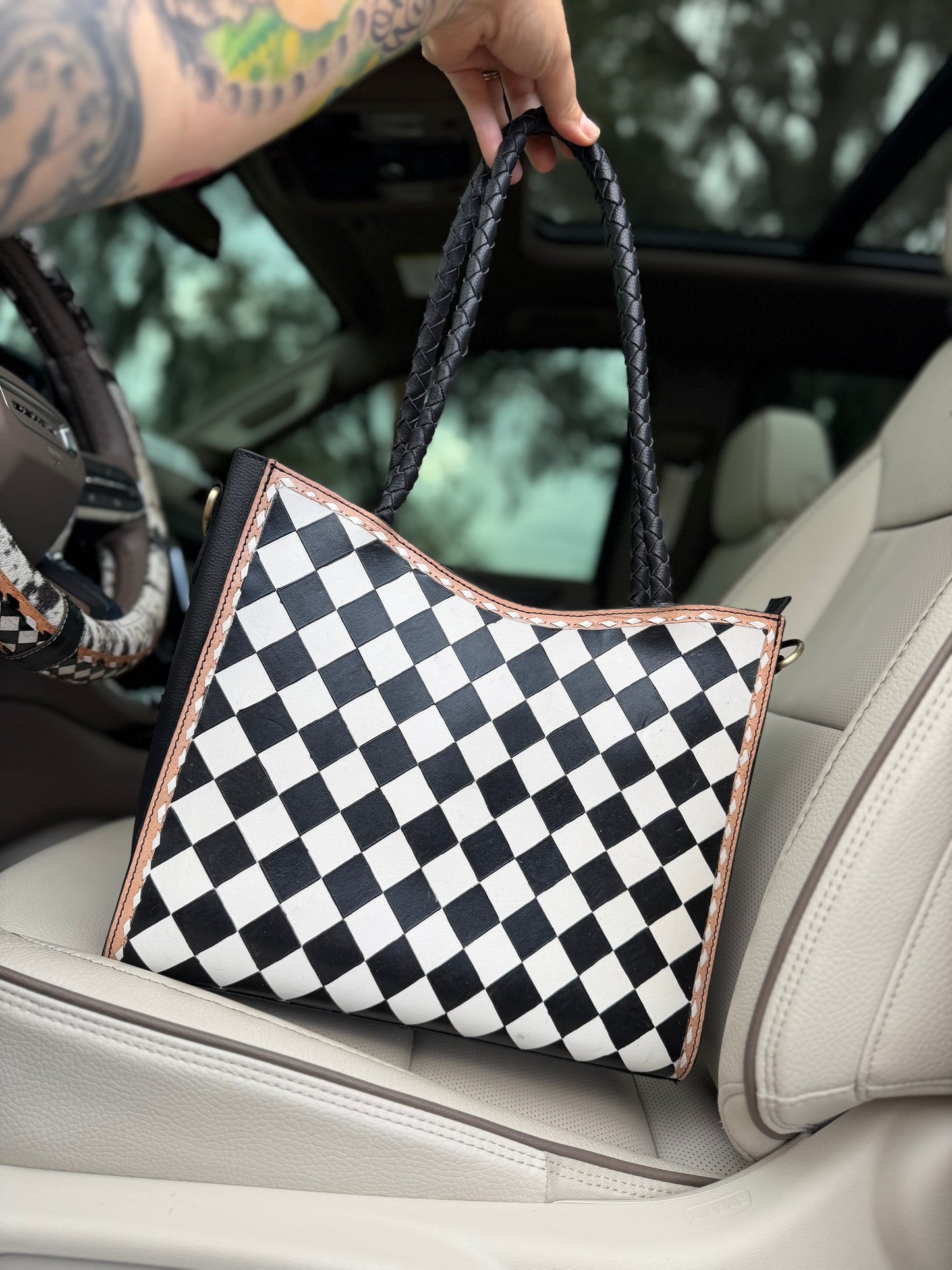 Checker crossbody bag