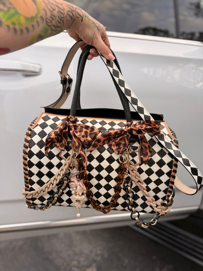 "Wild Card" - checker tooled leather speedy Duffle