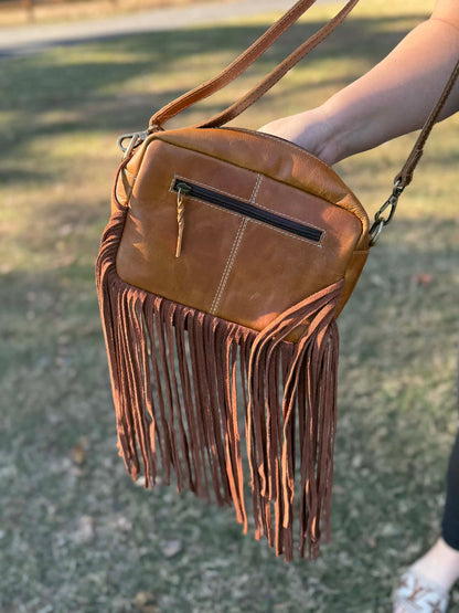 Leather cowhide checker cross body purse