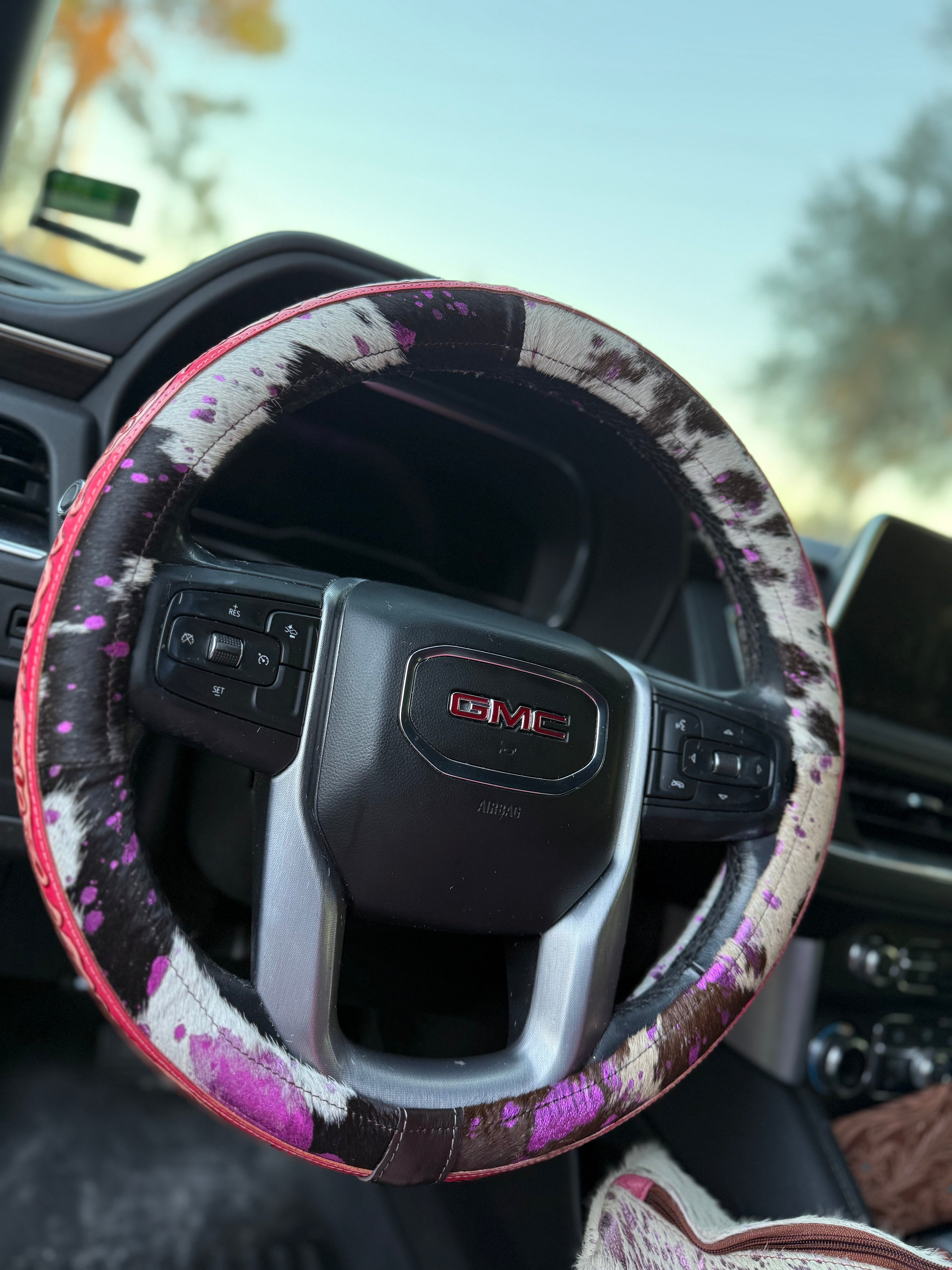 16 “ tooled leather cowhide steering wheel cover - read description before purchase