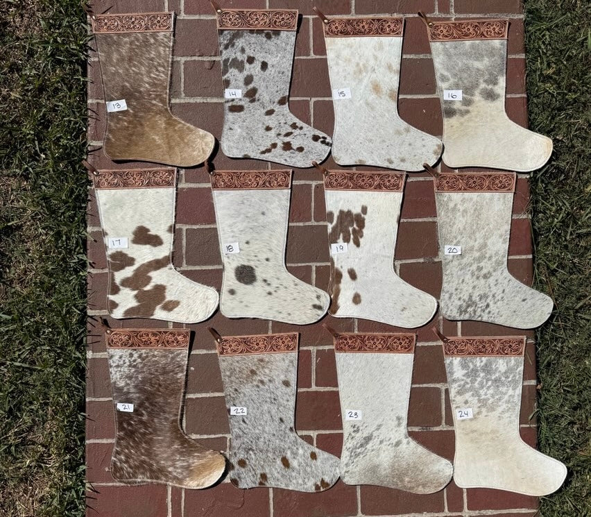 Cowhide 18” stockings! Does not include engraving. Read description