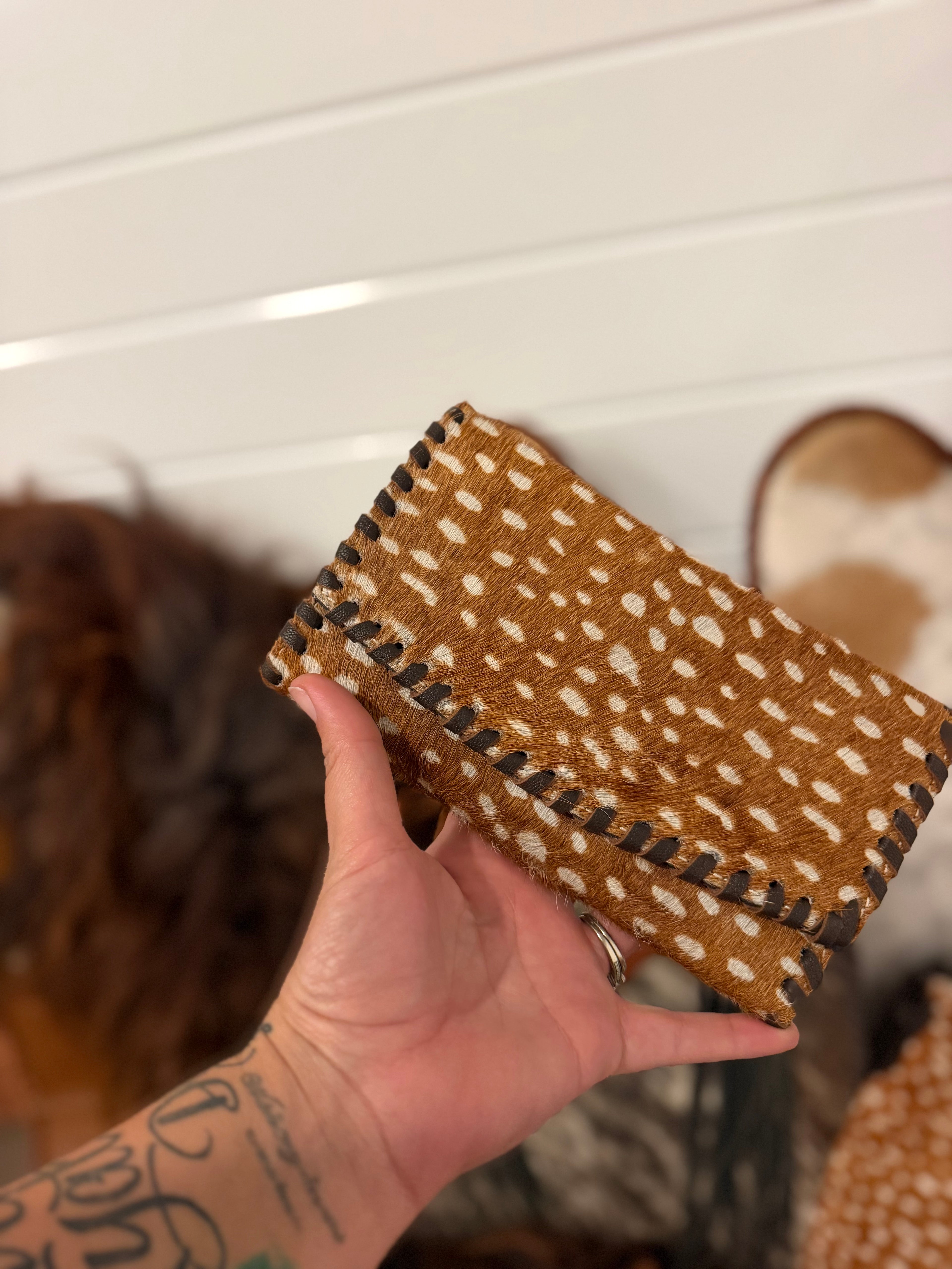 Western Bambi cowhide wallet - by The Painted Porches