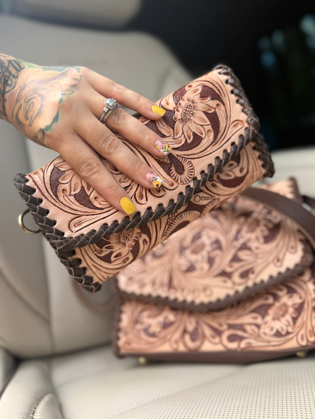 Tooled purse set with wallet