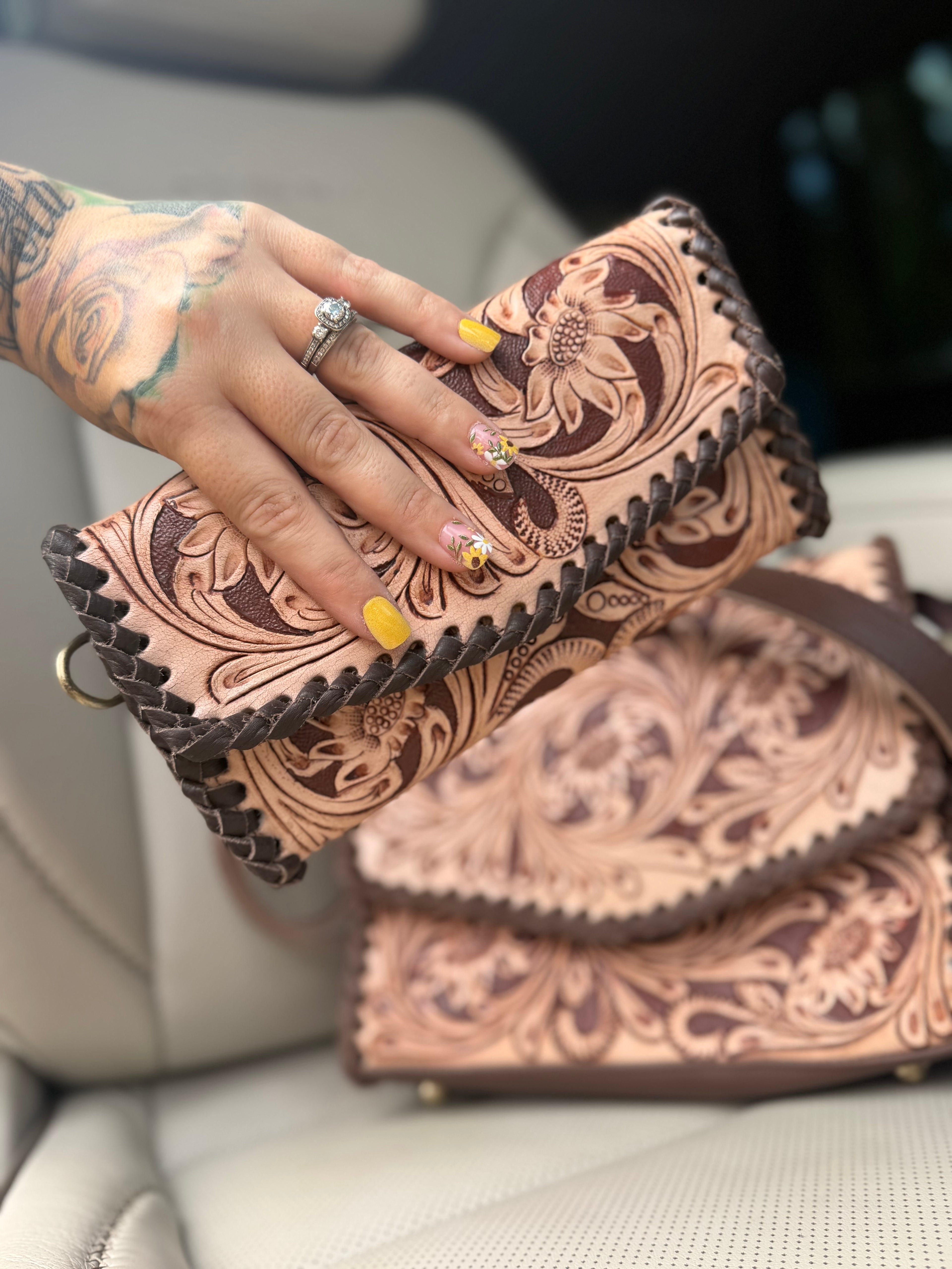 Tooled purse set with wallet