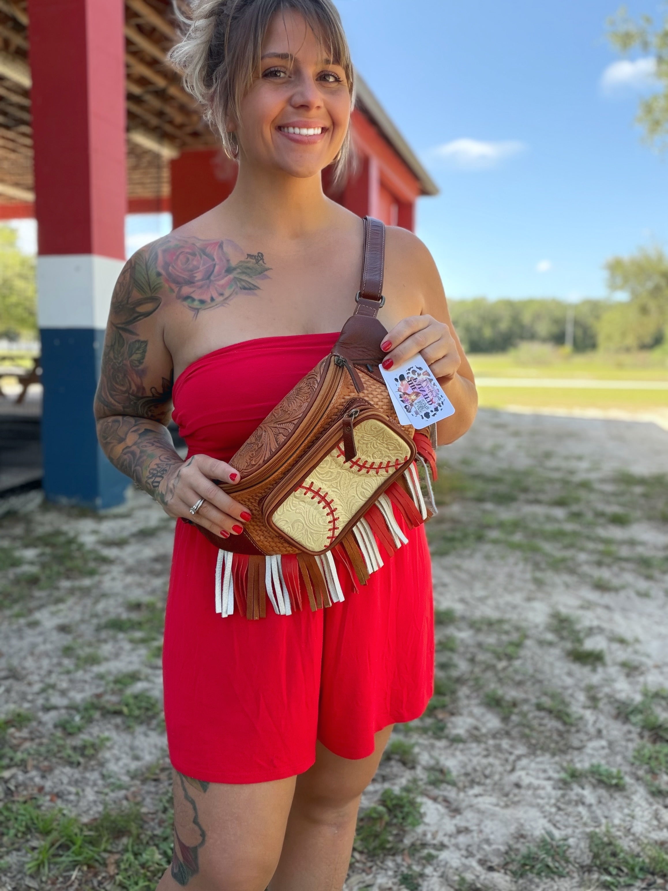 Super high quality Baseball Bum bag with fringe  version 2- exclusively for The Painted Porches