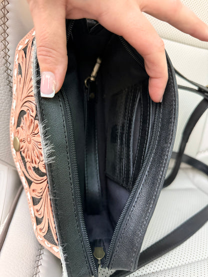 Checker print cross body