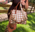 Deer antler Tan and cream  tooled leather speedy (M)