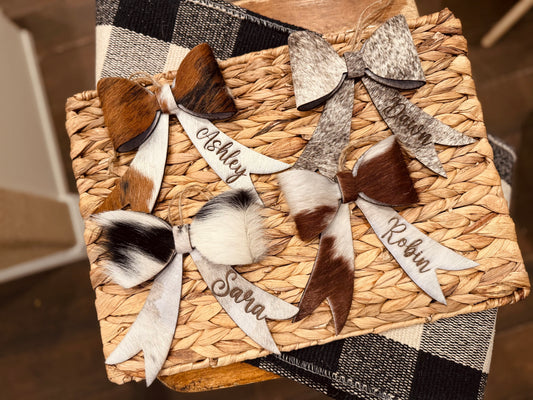 Large cowhide bow ornament - free engraving