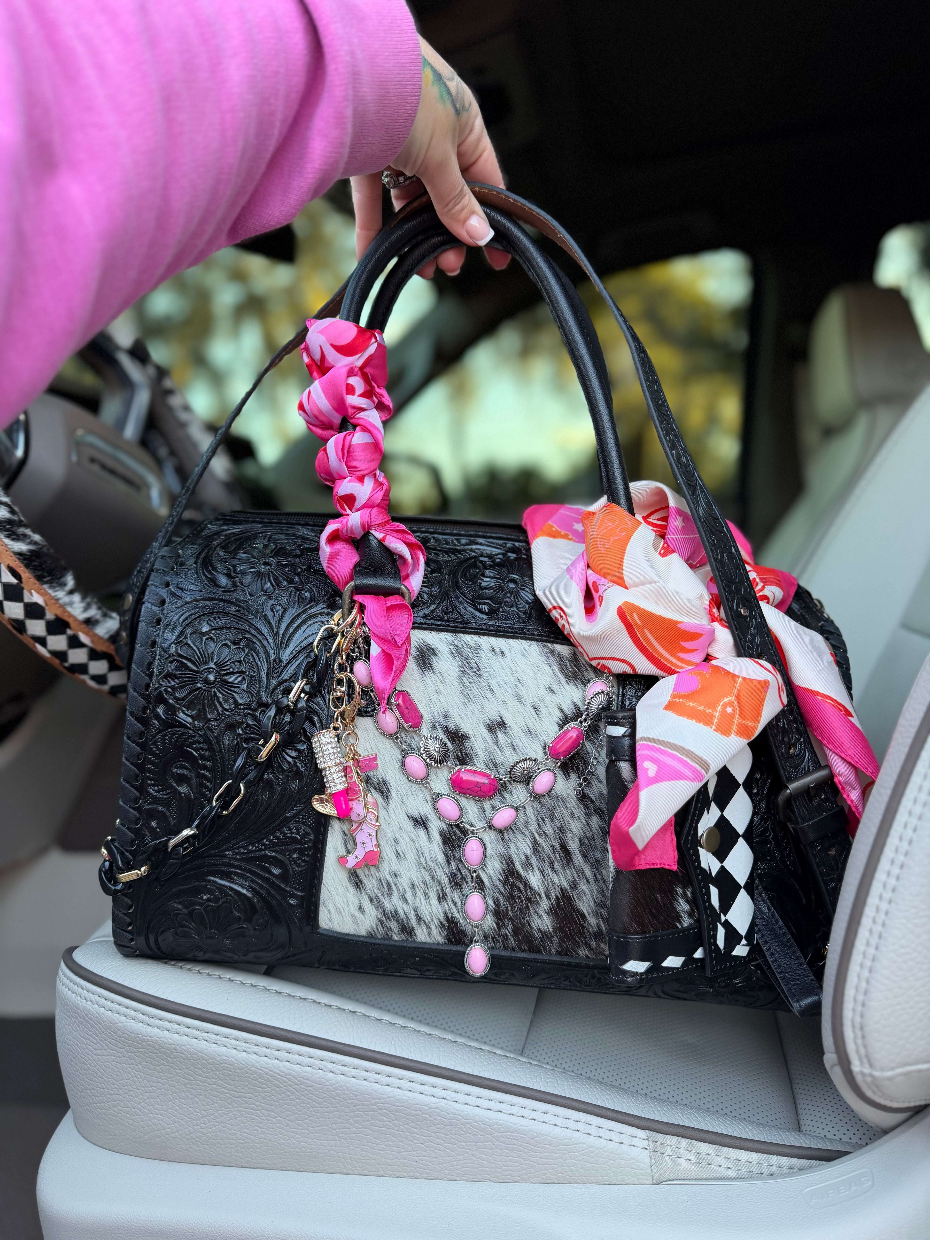 "Sexy Cowgirl" - black tooled leather speedy (Duffle)