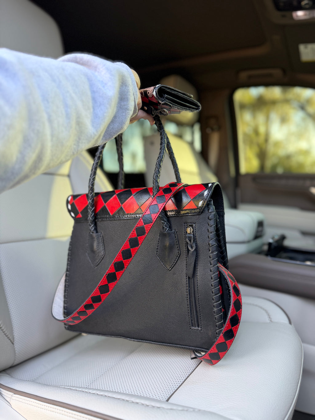 “Red Vixen” - black/red checker tote