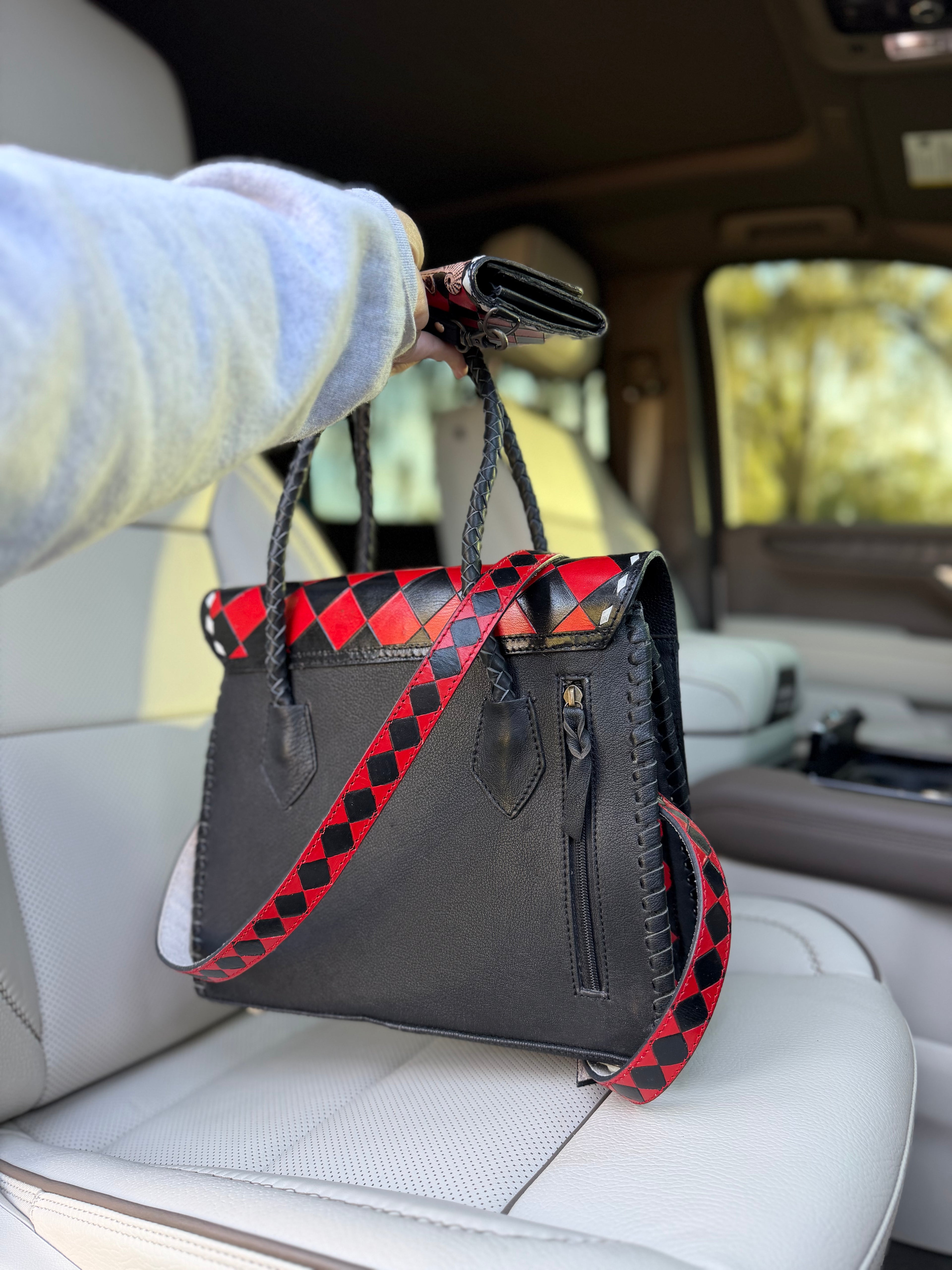“Red Vixen” - black/red checker tote