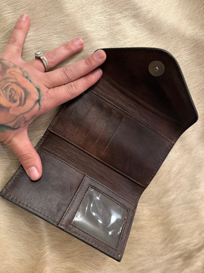 Brown - Tooled leather wallet