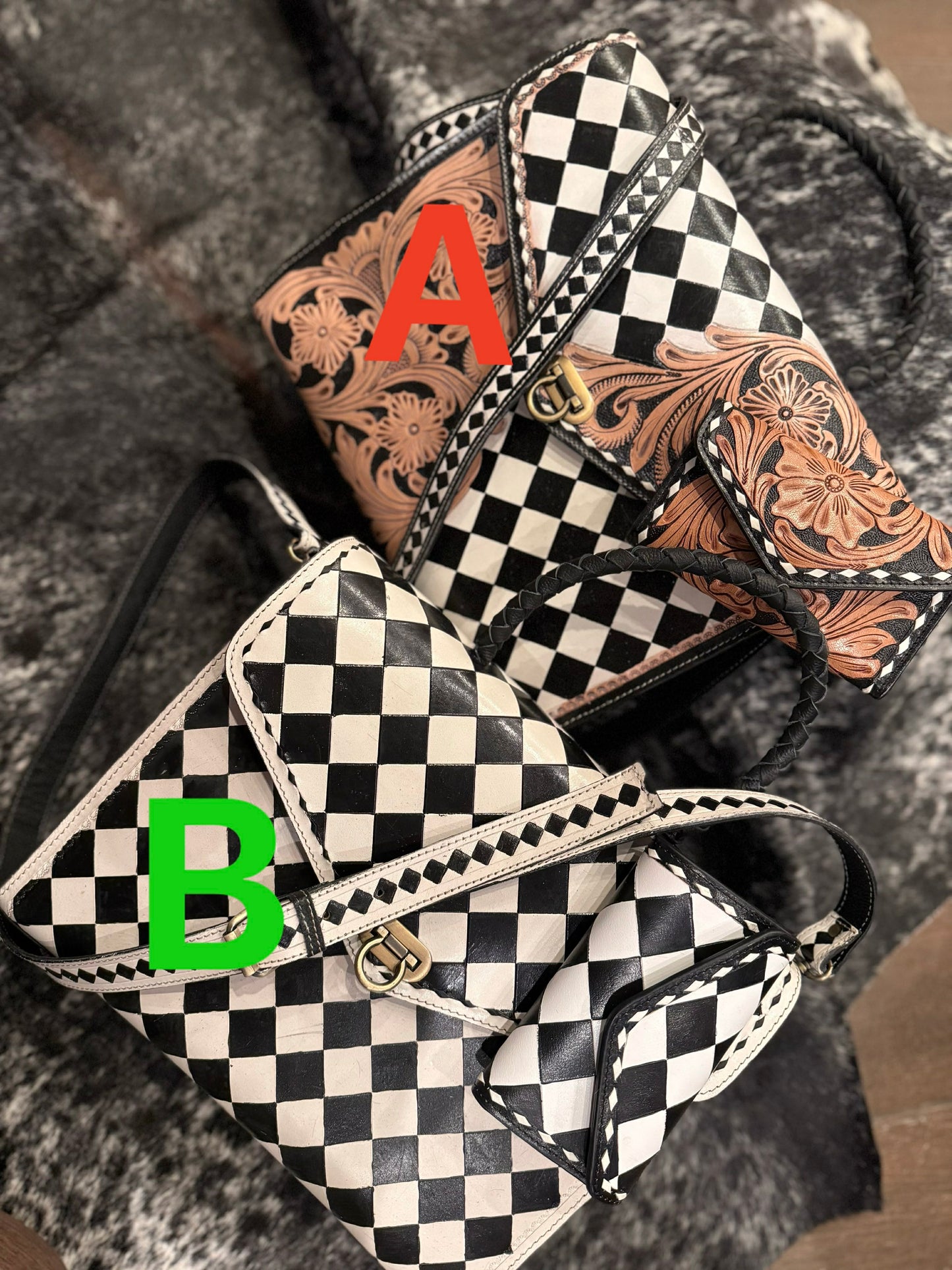 SET! Includes wallet Checker Tote bag 14”x12”x5.5”