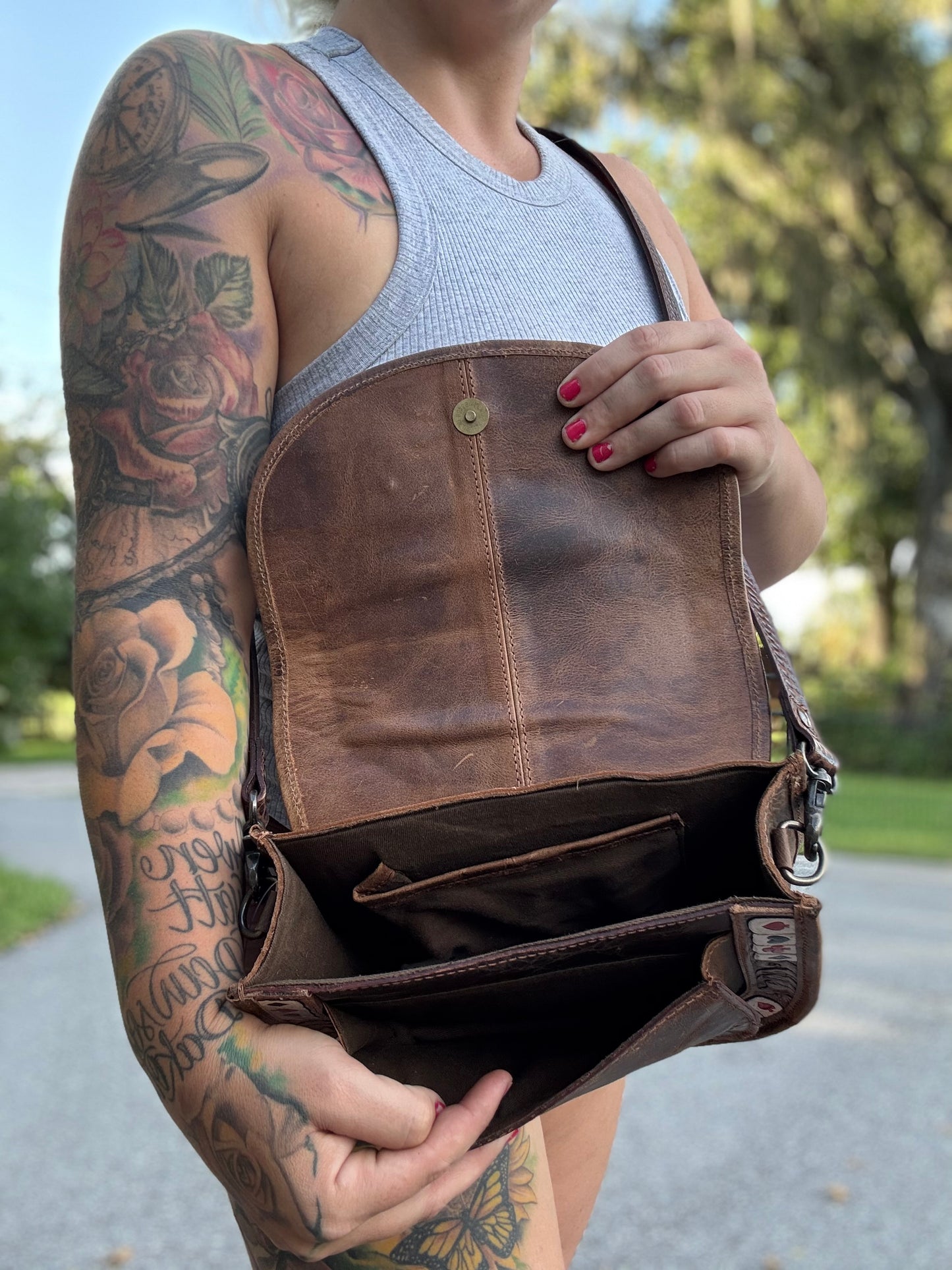 Leather crossbody