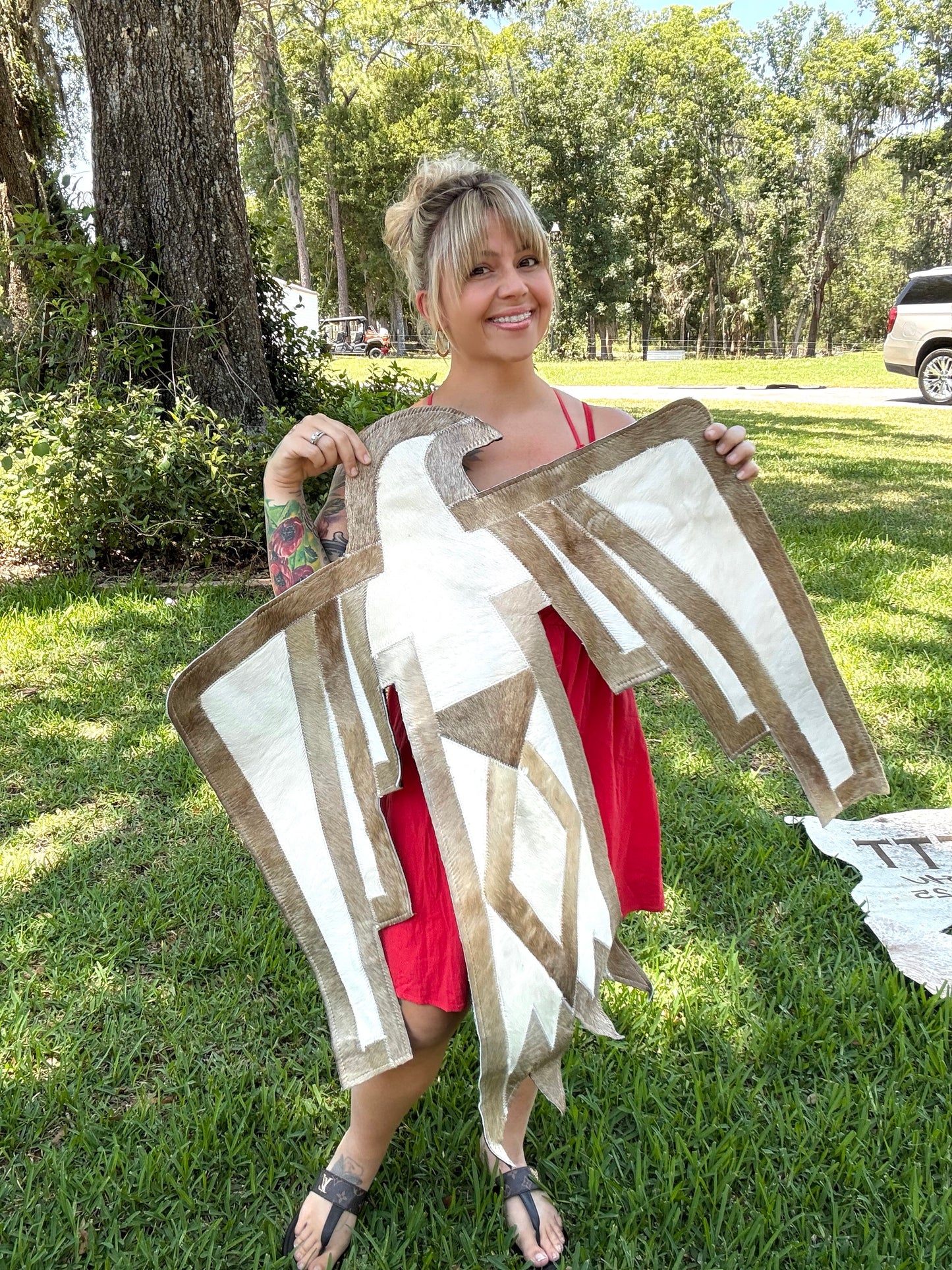 Thunderbird cowhide rug