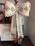 GIGANTIC 32" - AZTEC EDITION  cowhide bow for tree - lace look (read description fully)