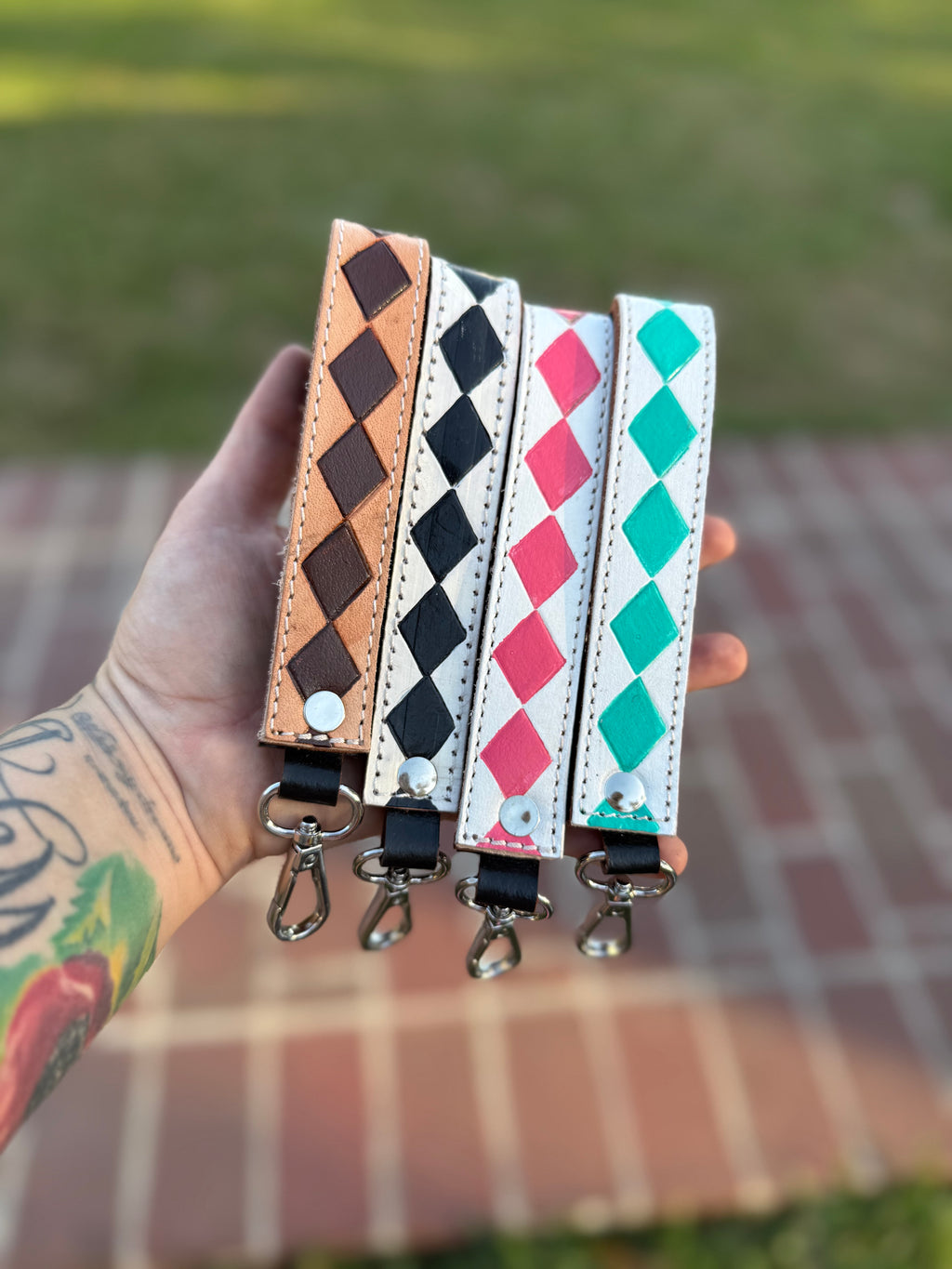 Pick your color Checker wristlet keychain
