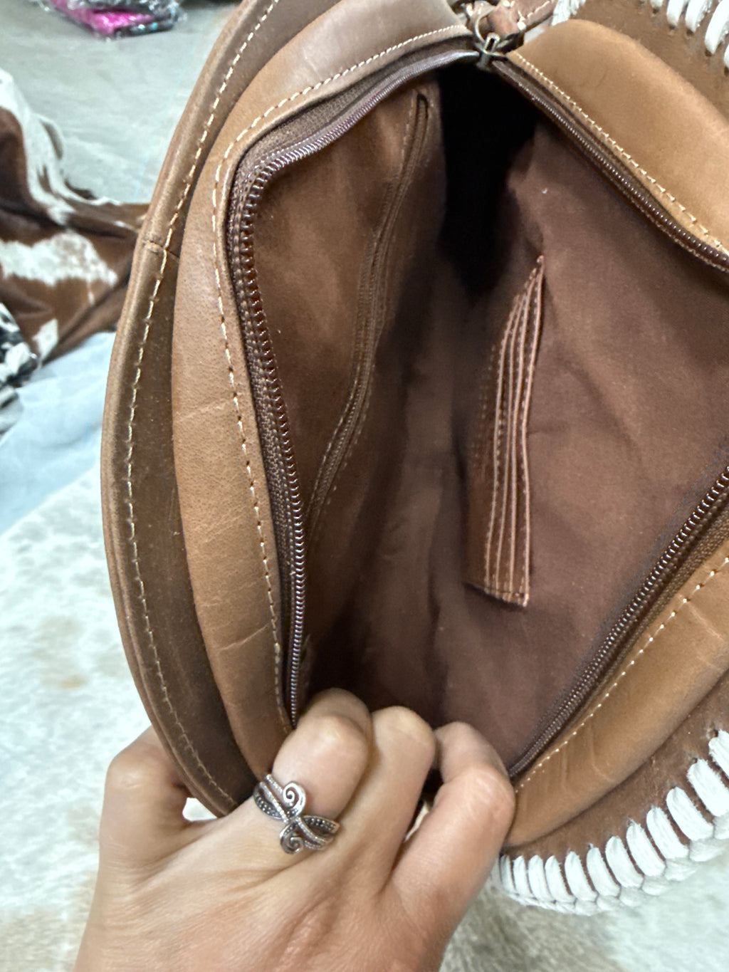 Tooled sunflower canteen purse