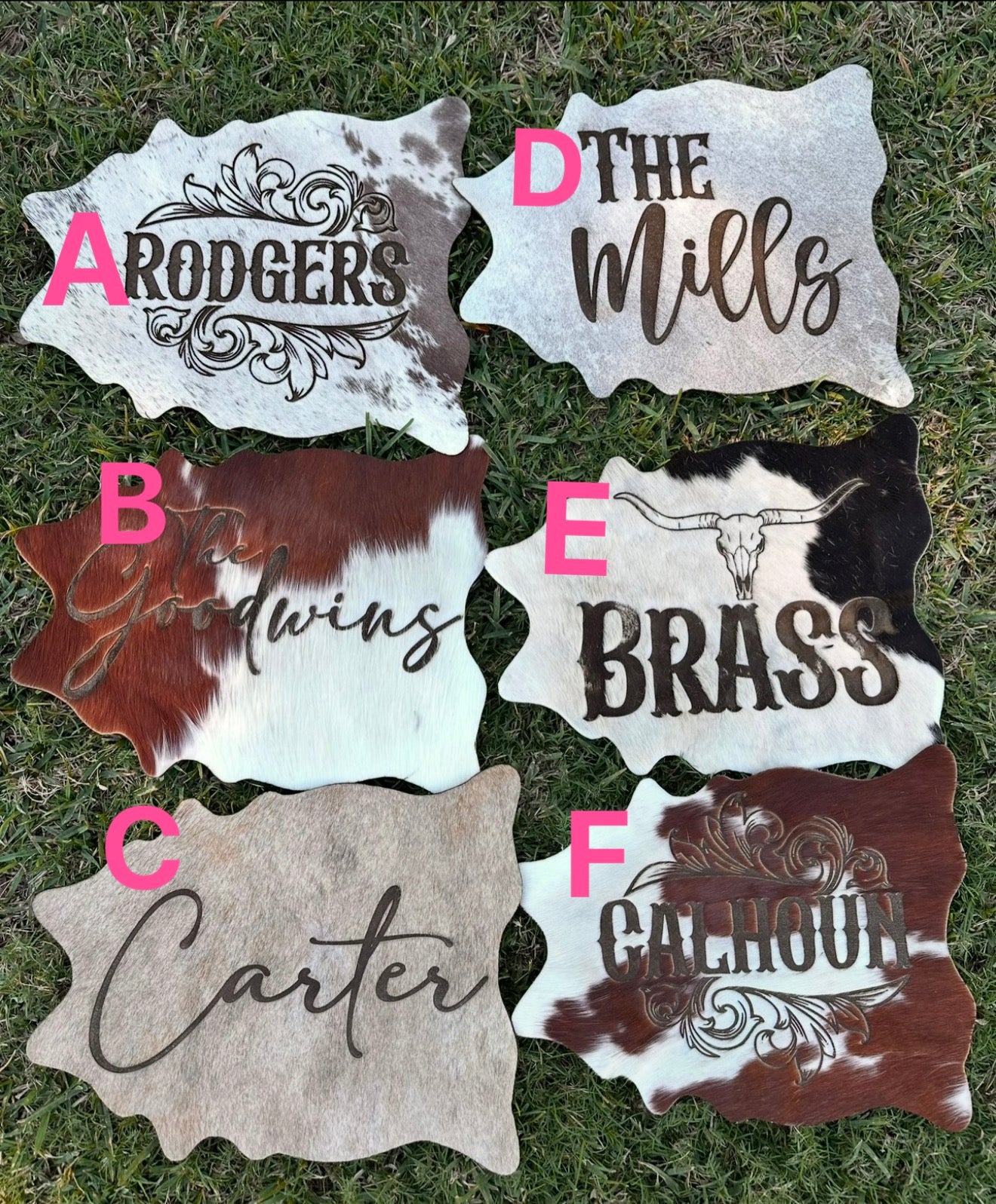 Small BOGO engraved hides 12”