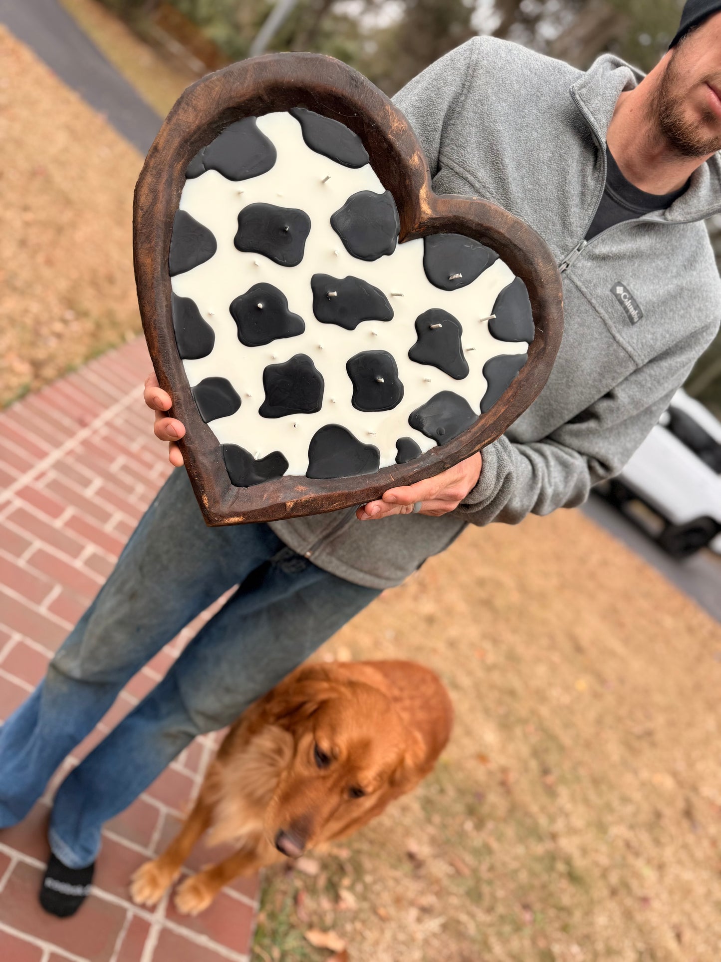 xl heart cow candle