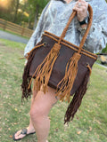 Brown fringe tote
