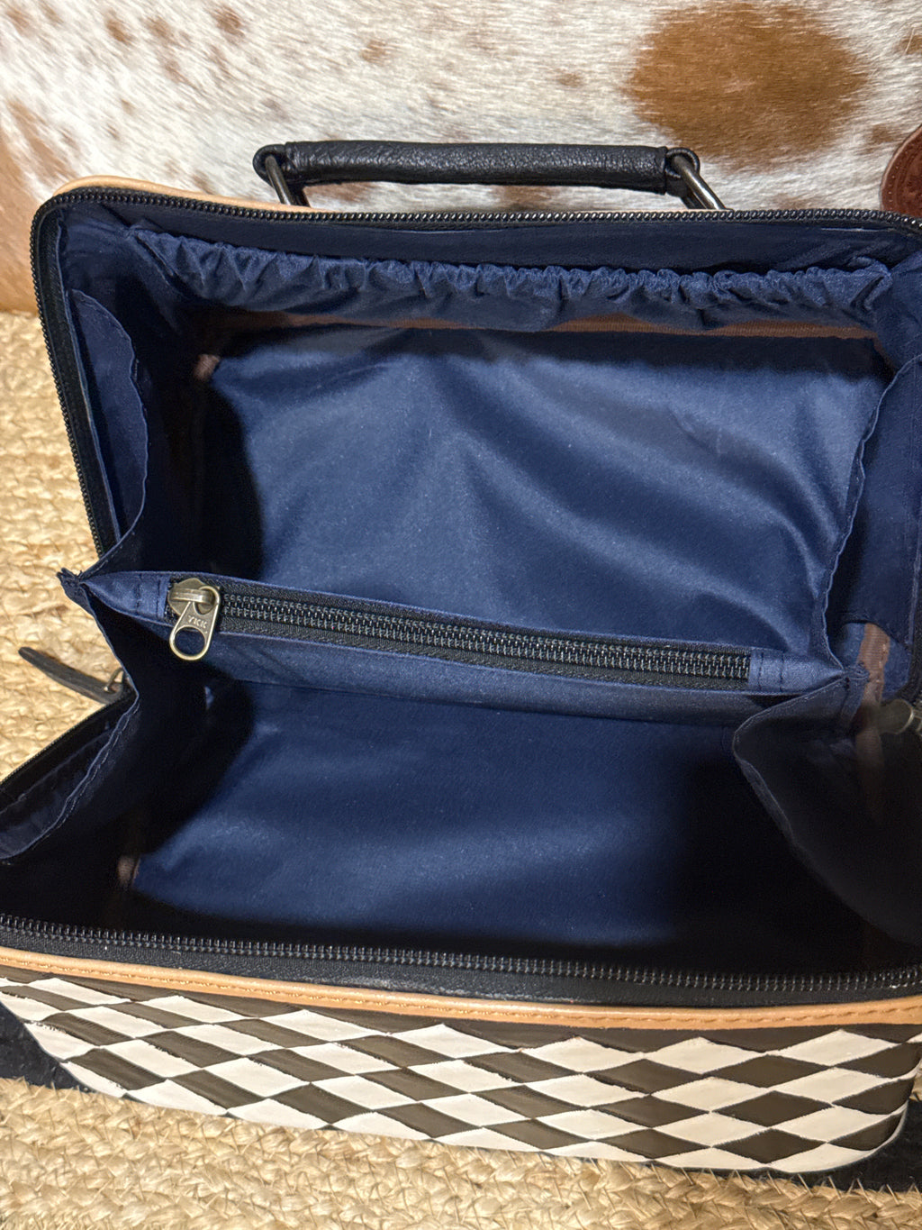 Checkered Leather Makeup case