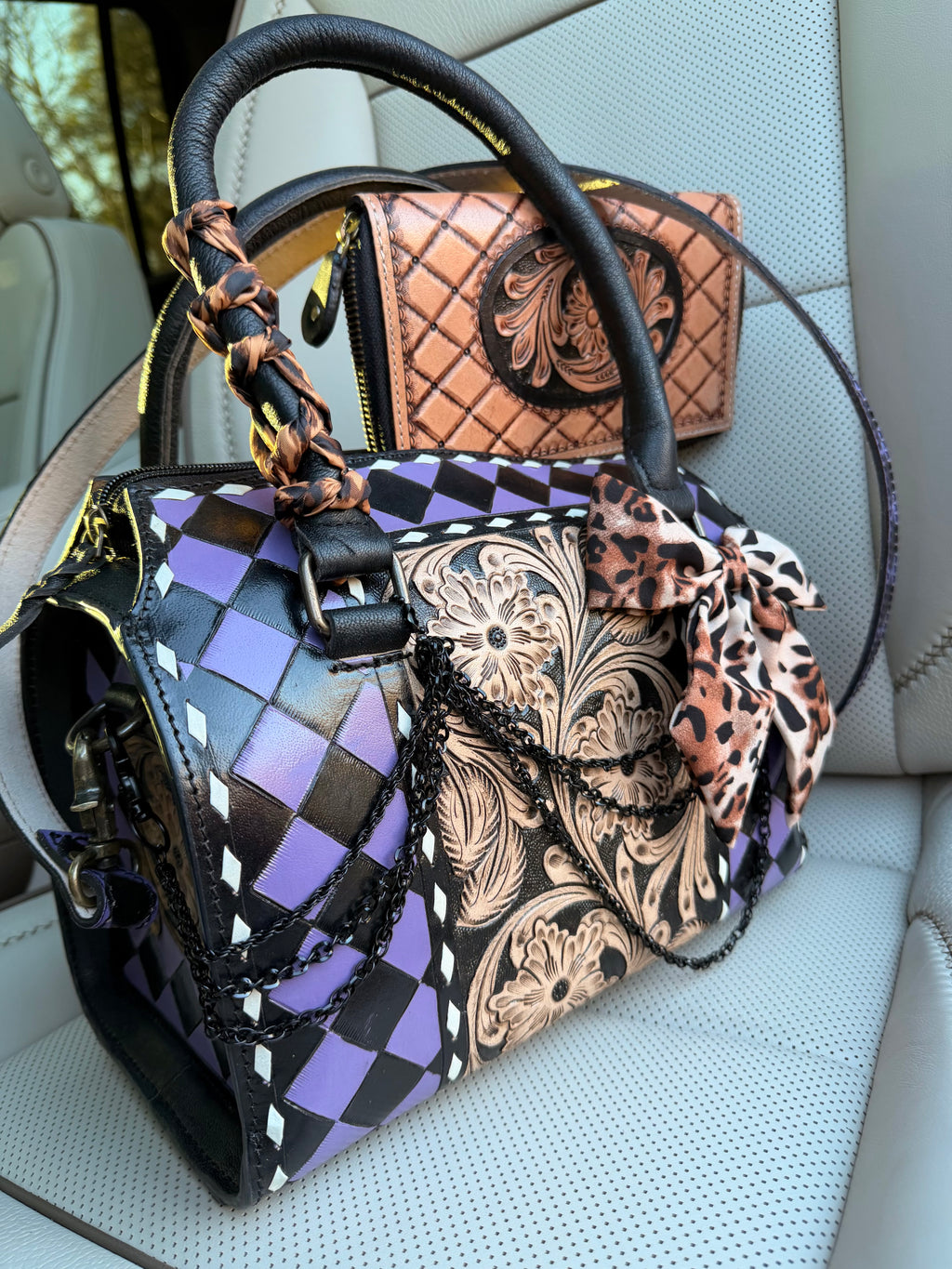 " Amethyst after Dark”- purple  tooled leather speedy (M)