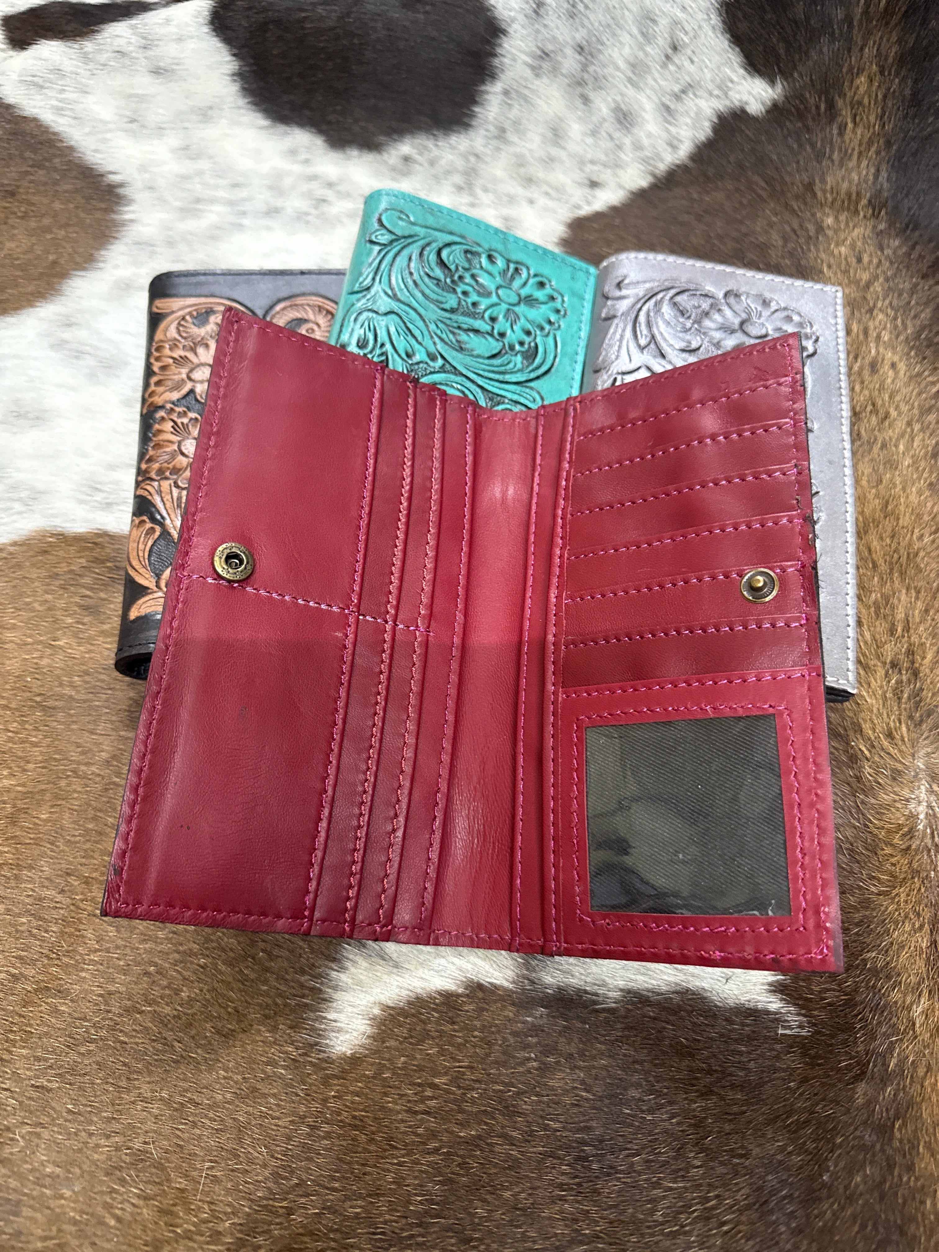 Tooled Leather Wallet - multiple colors
