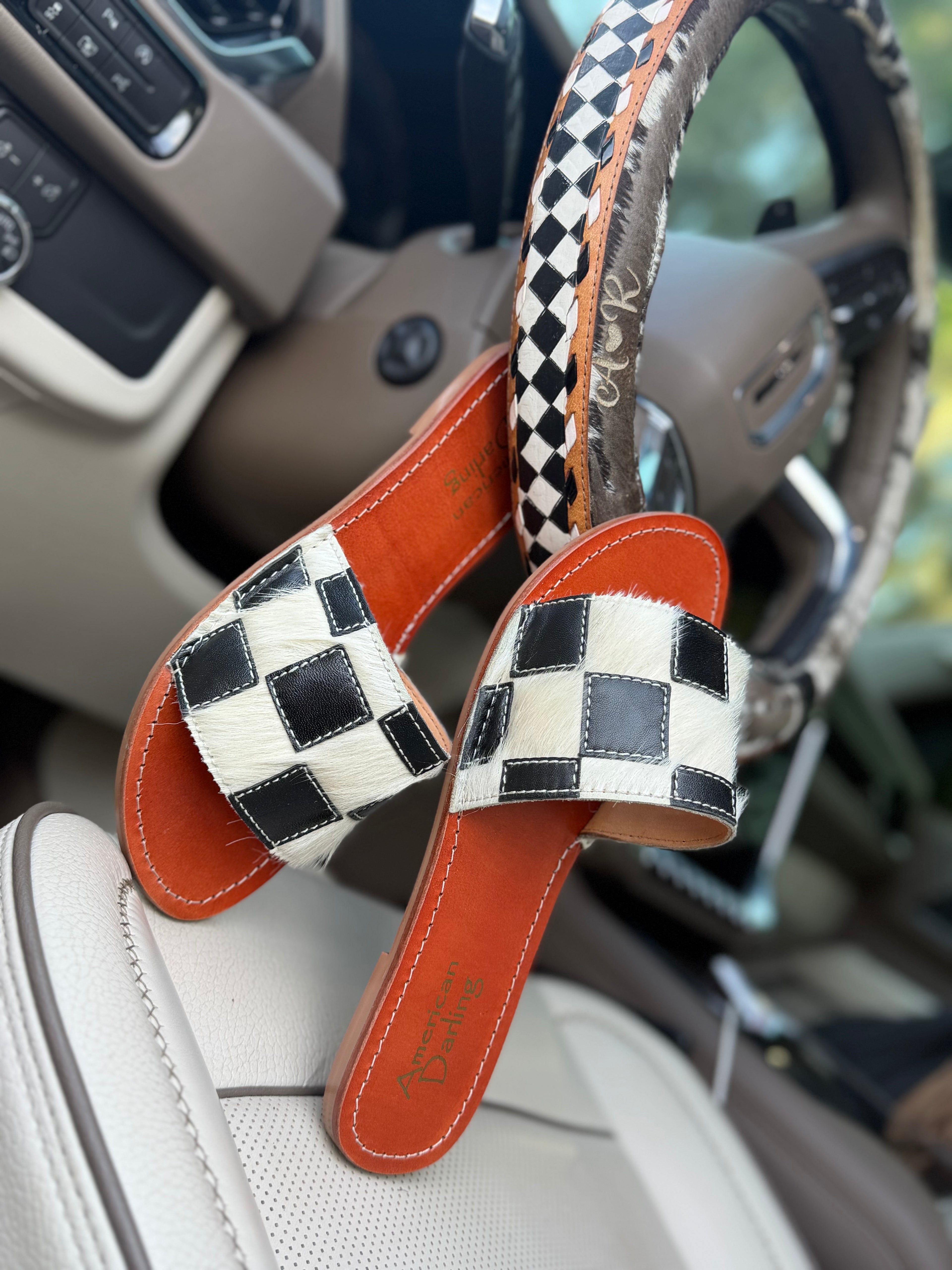 🖤 The Ranch Queen✨ checker sandals