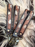 Tooled leather 7.5” wristlet