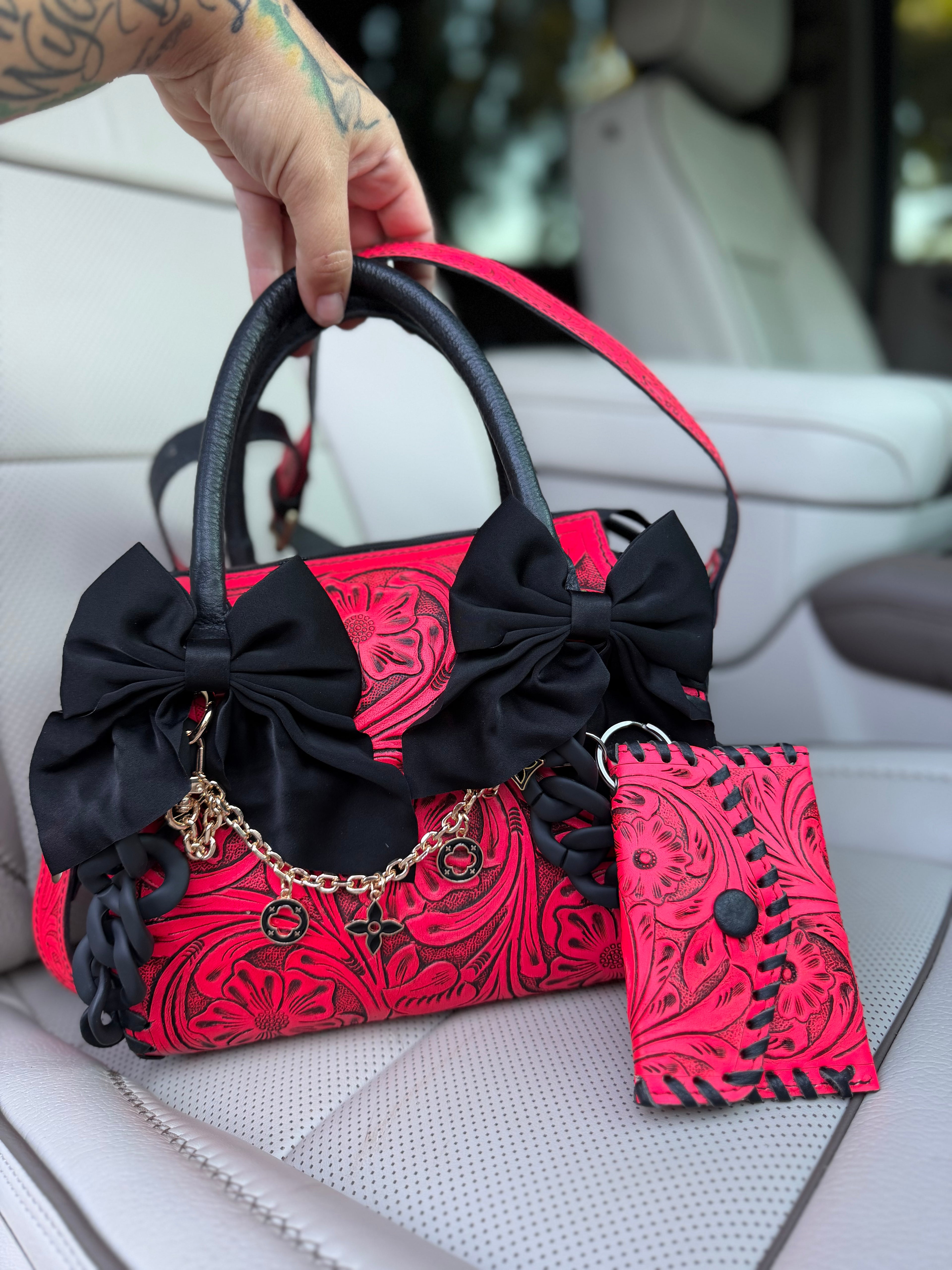 "Dolly Rouge" - hot pink tooled leather speedy (M)