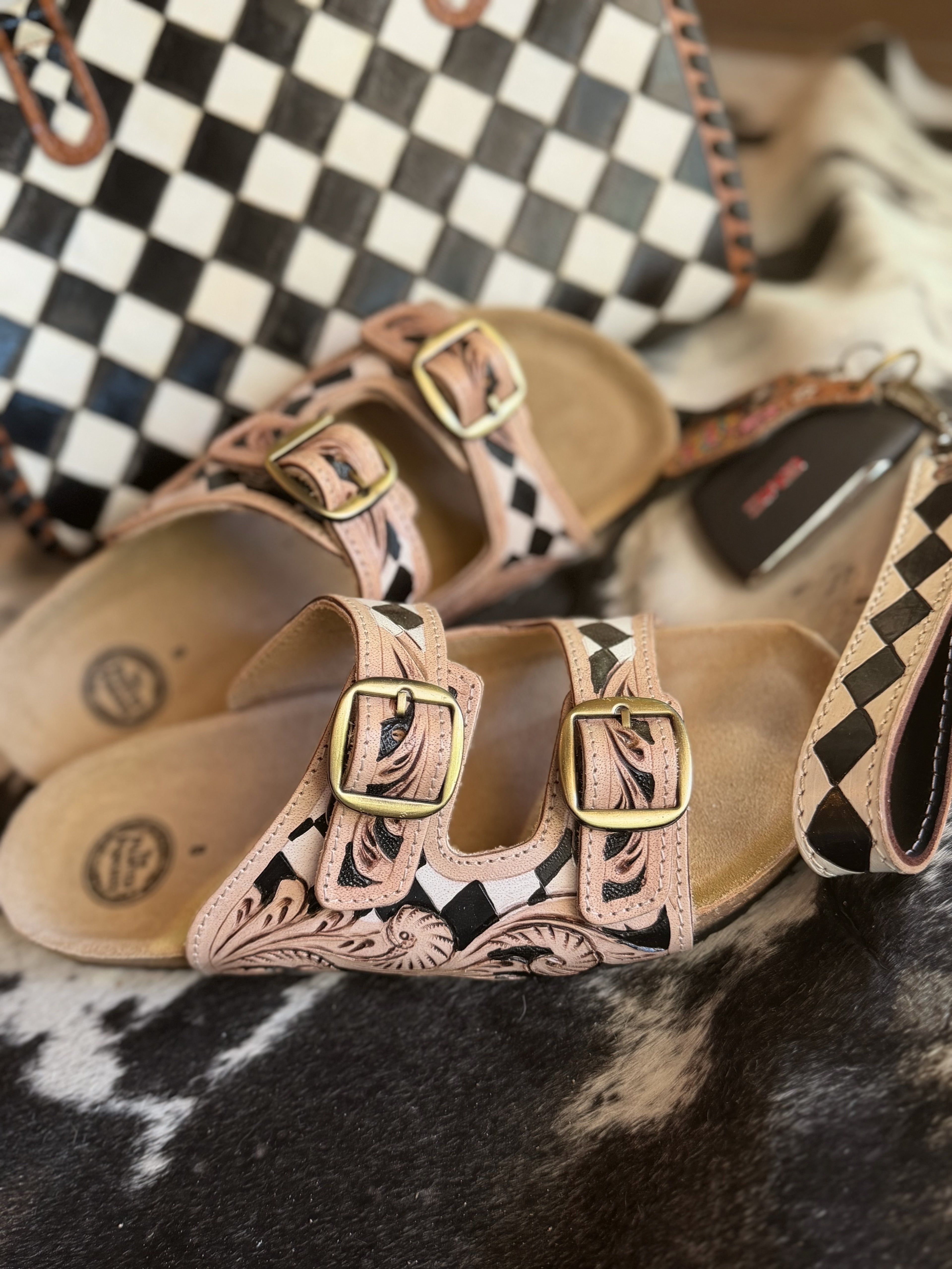 🖤 The Checkmate Buckle Sandal ♟️ by The Painted Porches