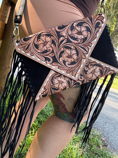 Envelope purse tooled leather