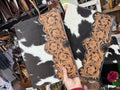 Cowhide and tooled leather notebook portfolio cover