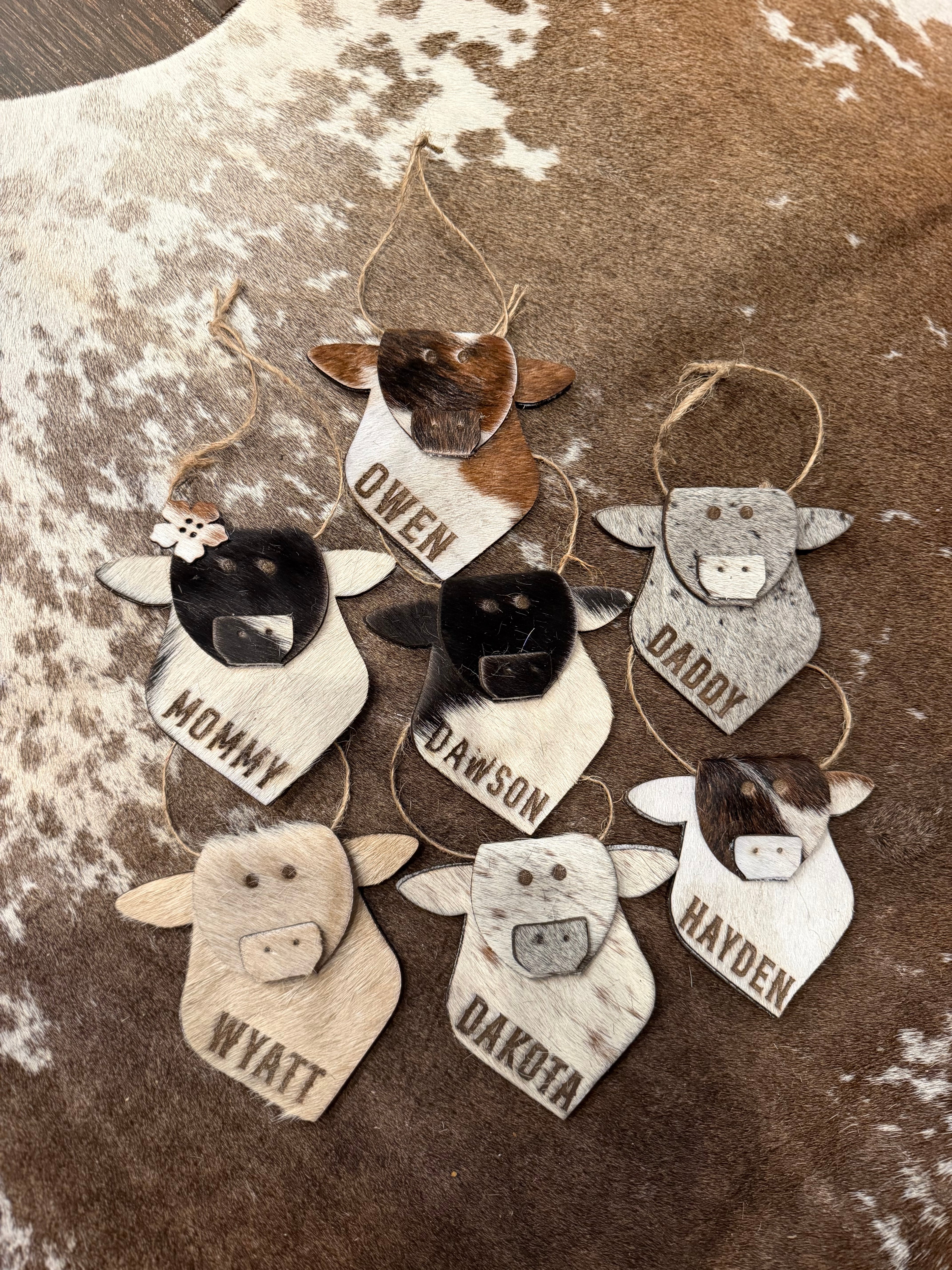 Large cowhide cow ornament - free engraving