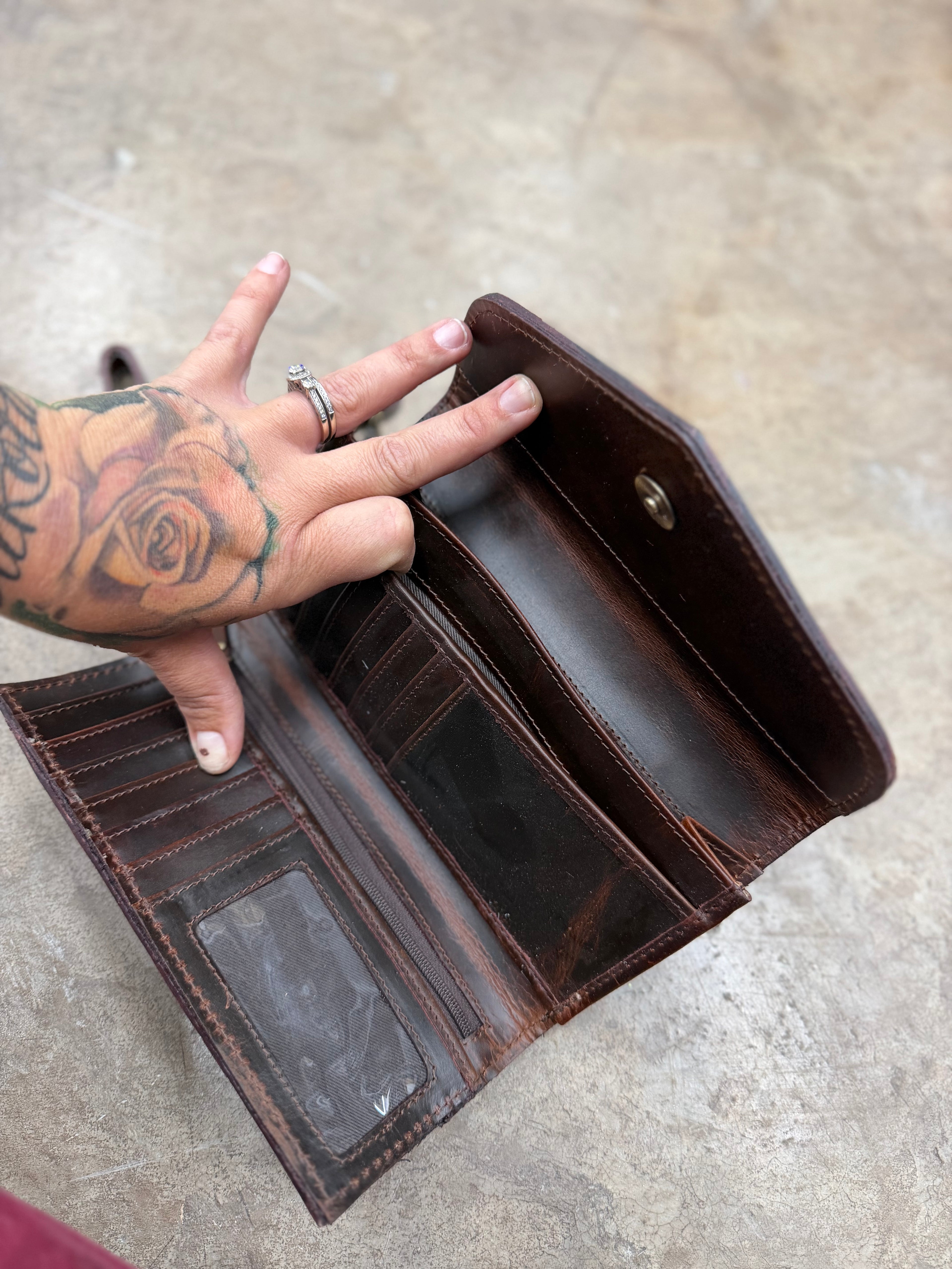 Sunflower Tooled leather wallet