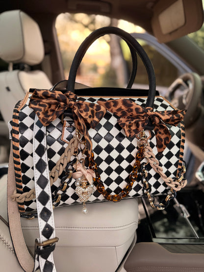 "Wild Card" - checker tooled leather speedy Duffle